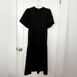 Miss Selfridge Tiered Midi Dress in Black Large